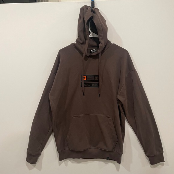 Under Armour Project Rock‎ Freedom Hoodie Mens Medium M Brown Loose Fit